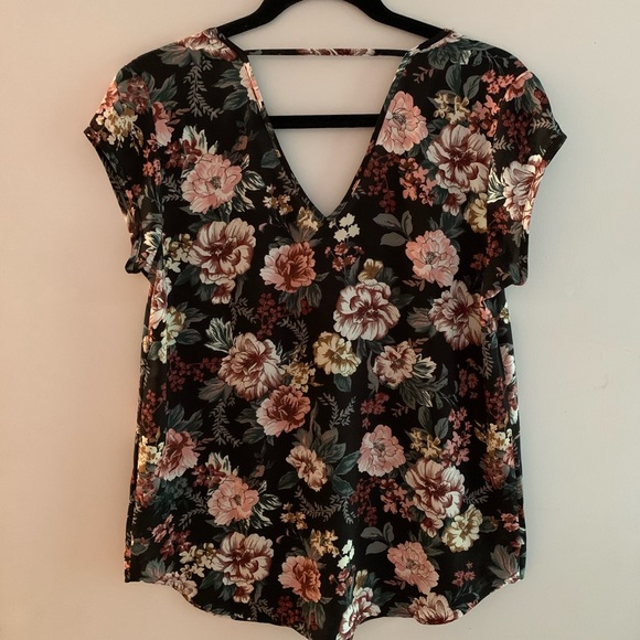 Halogen large floral print short sleeve blouse - Picture 2 of 6